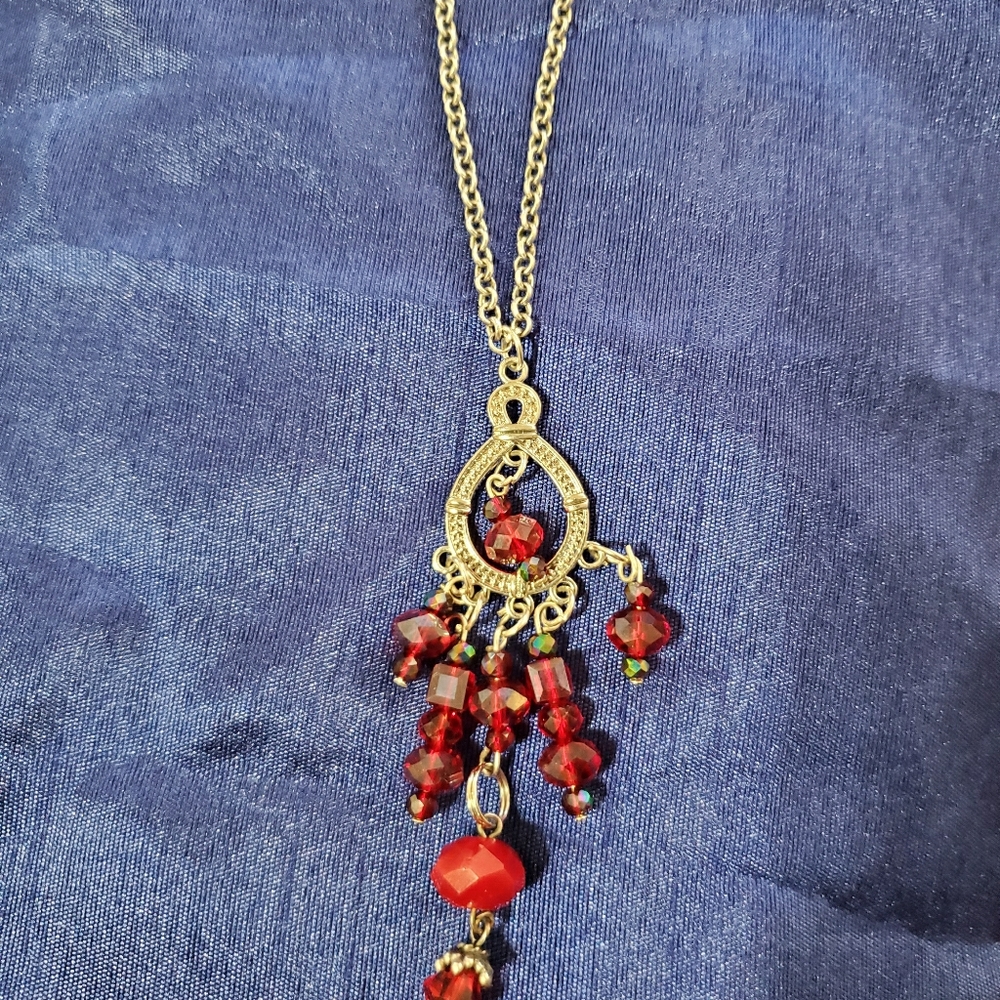 earrings and necklace